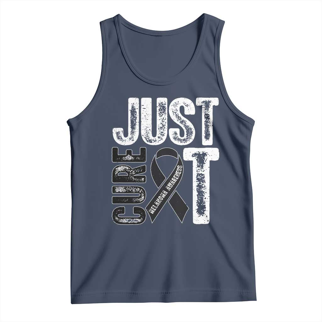 Skin Cancer Warrior Awareness Fighter Tank Top Just Cure It TS12 Navy Print Your Wear