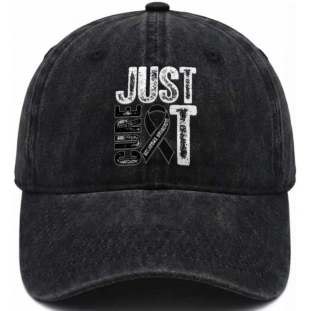 Skin Cancer Warrior Awareness Fighter Washed Cotton Baseball Cap Just Cure It TS12 Print Your Wear