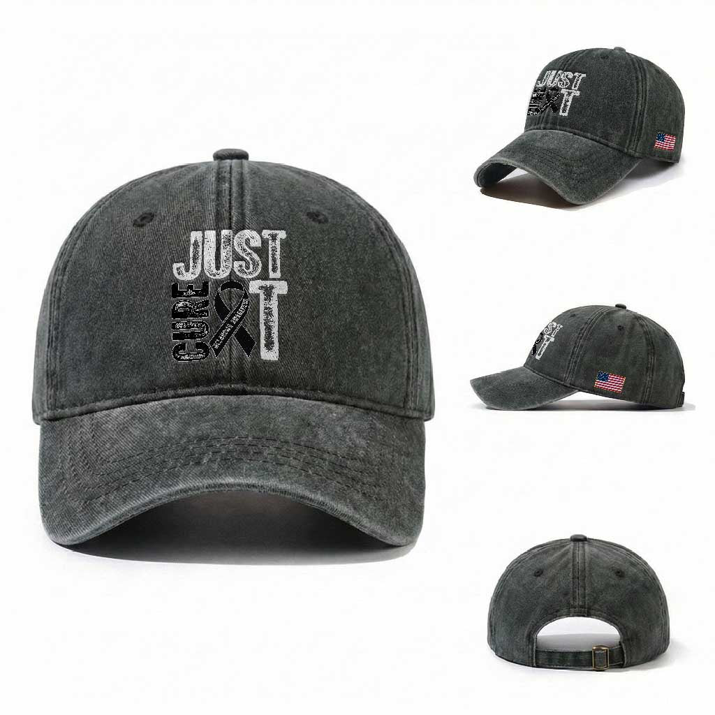 Skin Cancer Warrior Awareness Fighter Washed Cotton Baseball Cap Just Cure It TS12 Washed Cap Universal Fit Dark Green Print Your Wear
