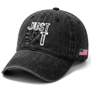 Skin Cancer Warrior Awareness Fighter Washed Cotton Baseball Cap Just Cure It TS12 Print Your Wear