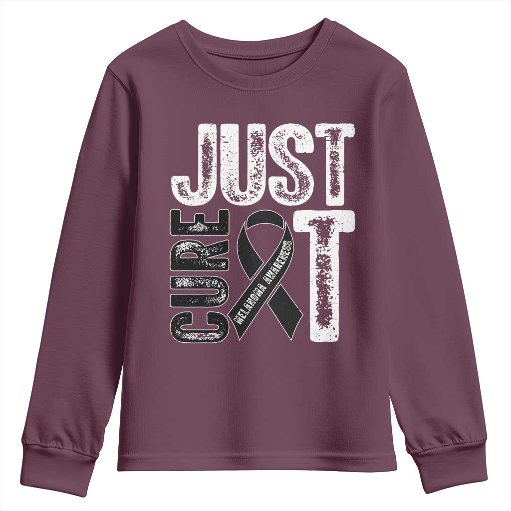 Skin Cancer Warrior Awareness Fighter Youth Sweatshirt Just Cure It TS12 Maroon Print Your Wear