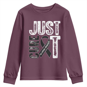 Skin Cancer Warrior Awareness Fighter Youth Sweatshirt Just Cure It TS12 Maroon Print Your Wear