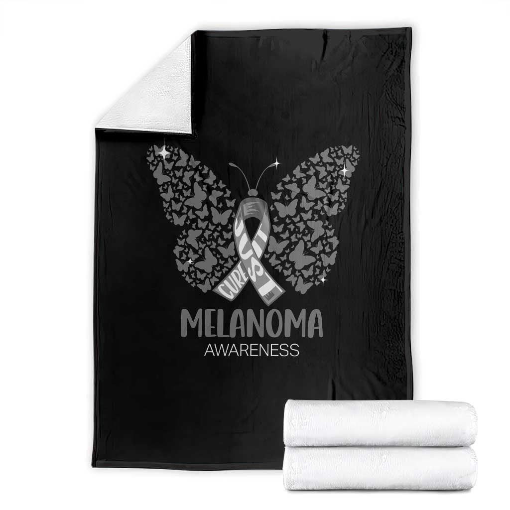 Just Cure It Throw Blanket Melanoma Warrior Butterfly Support TS12 Black Print Your Wear