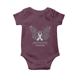 Just Cure It Baby Onesie Melanoma Warrior Butterfly Support TS12 Maroon Print Your Wear