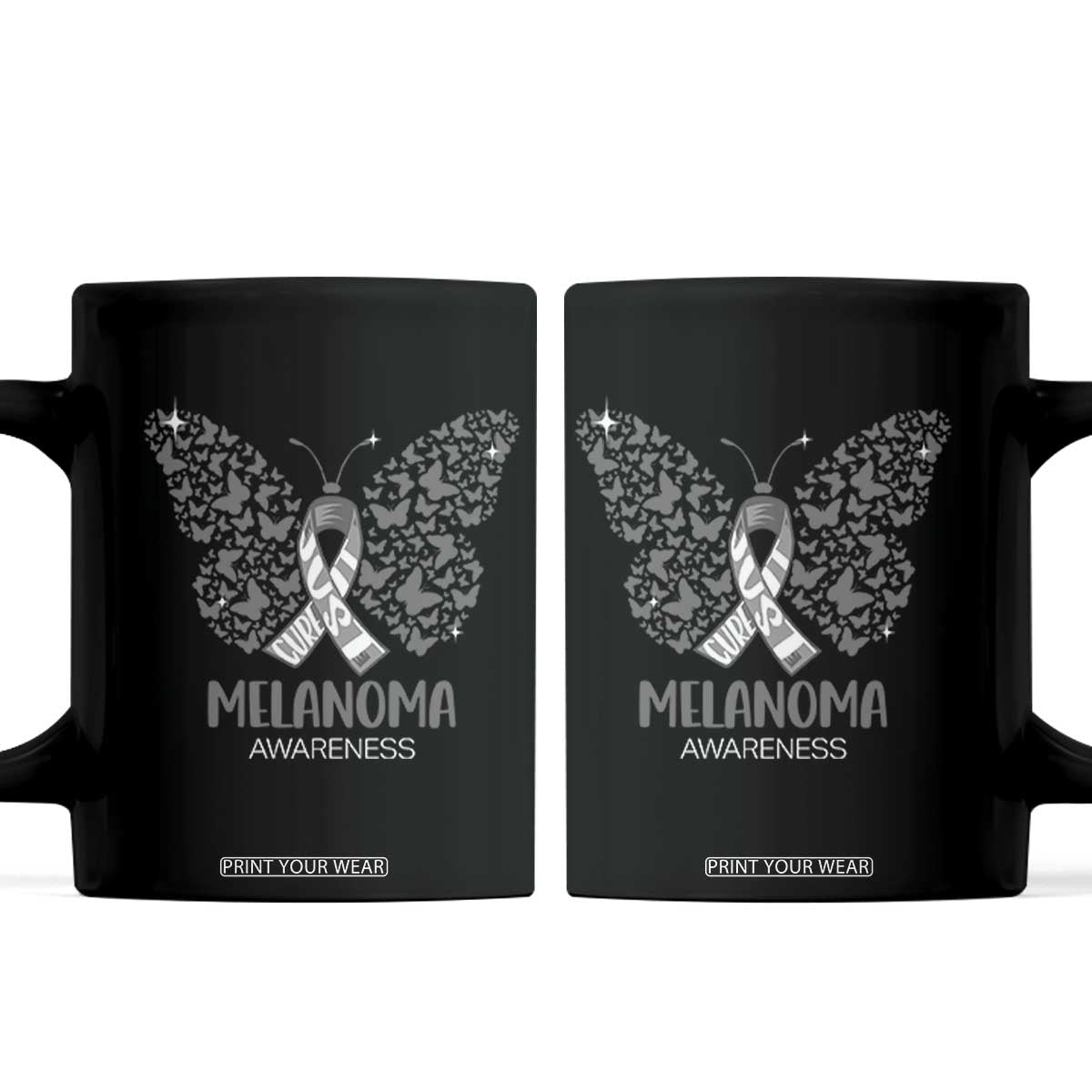 Just Cure It Coffee Mug Melanoma Warrior Butterfly Support TS12 Black Print Your Wear
