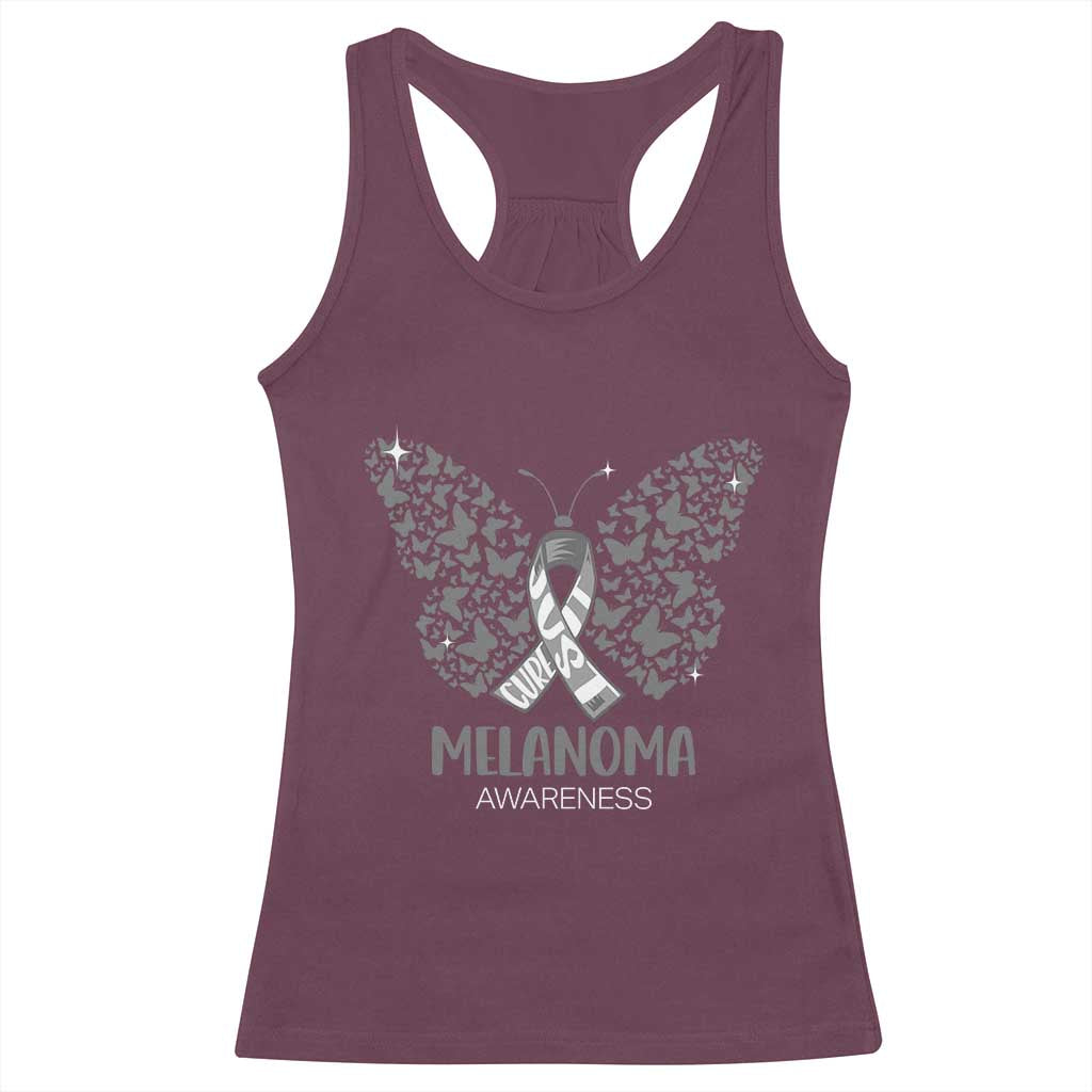Just Cure It Racerback Tank Top Melanoma Warrior Butterfly Support TS12 Maroon Print Your Wear