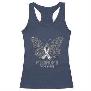 Just Cure It Racerback Tank Top Melanoma Warrior Butterfly Support TS12 Navy Print Your Wear