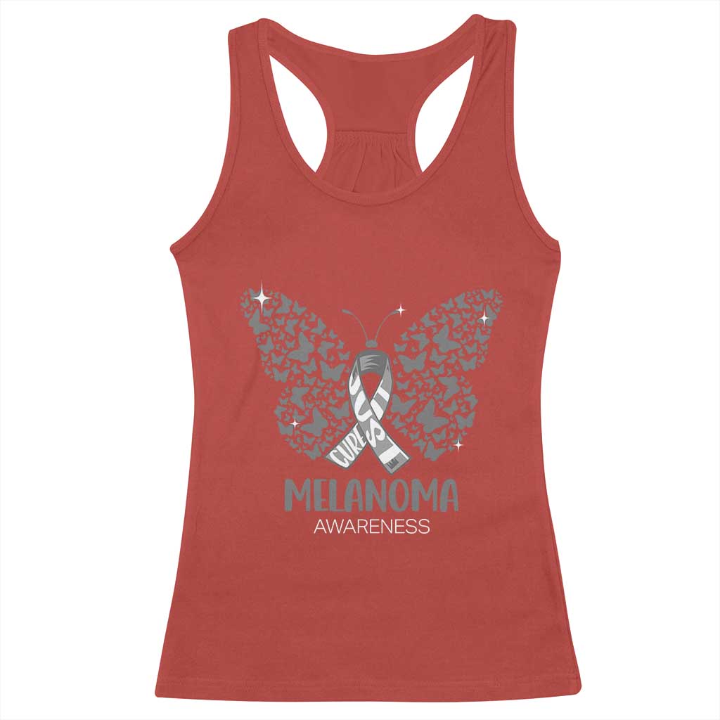 Just Cure It Racerback Tank Top Melanoma Warrior Butterfly Support TS12 Red Print Your Wear