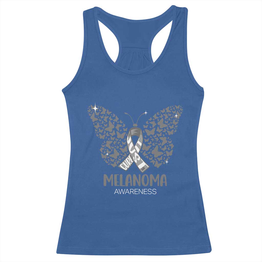 Just Cure It Racerback Tank Top Melanoma Warrior Butterfly Support TS12 Royal Blue Print Your Wear