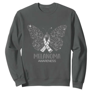 Just Cure It Sweatshirt Melanoma Warrior Butterfly Support TS12 Dark Heather Print Your Wear