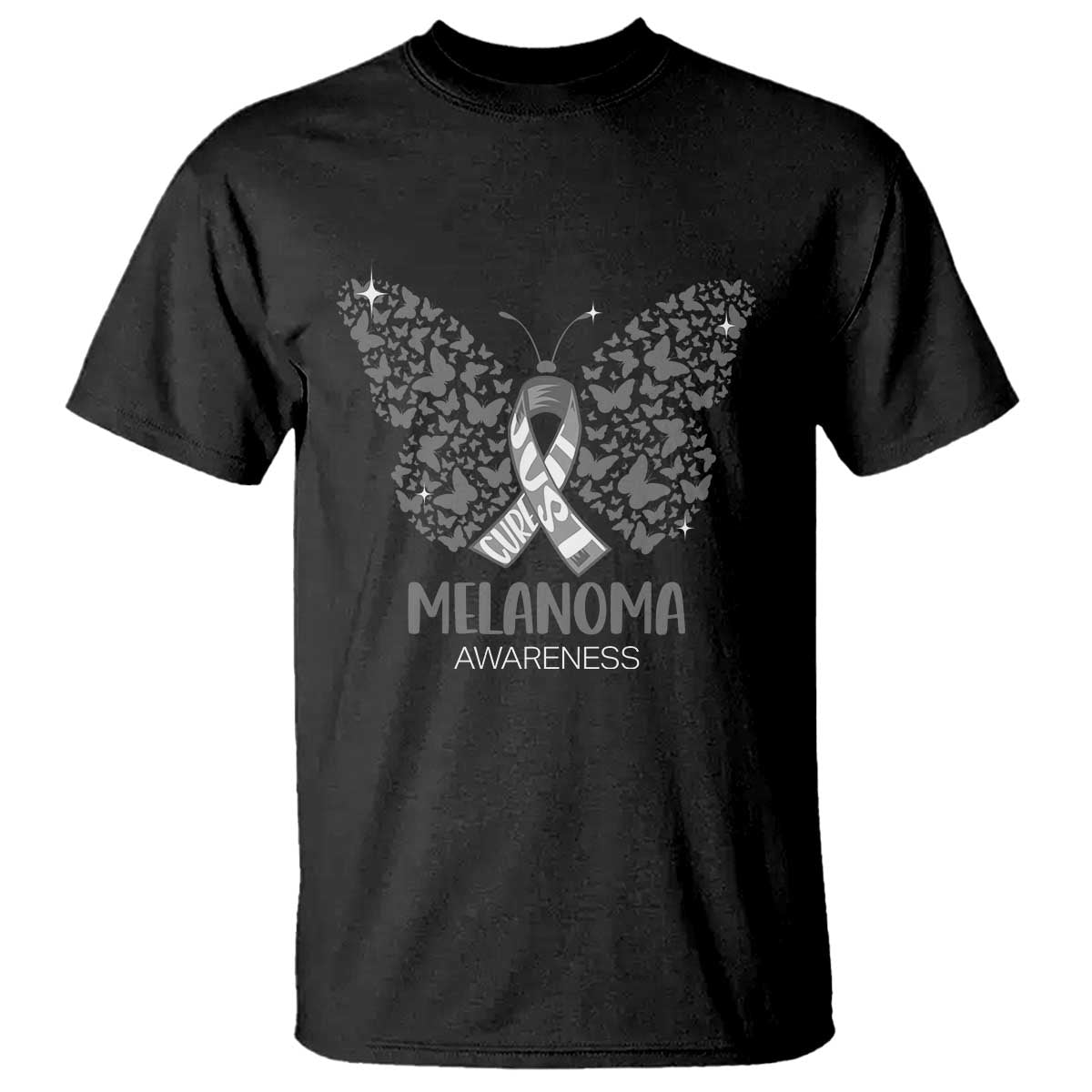 Just Cure It T Shirt Melanoma Warrior Butterfly Support TS12 Black Print Your Wear