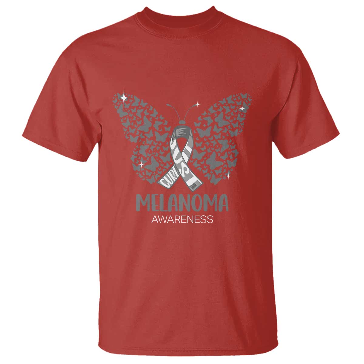 Just Cure It T Shirt Melanoma Warrior Butterfly Support TS12 Red Print Your Wear