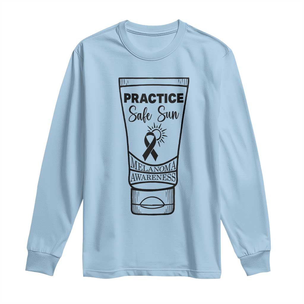 Skin Cancer Prevention Long Sleeve Shirt Practice Safe Sun Awareness Gift TS12 Light Blue Print Your Wear