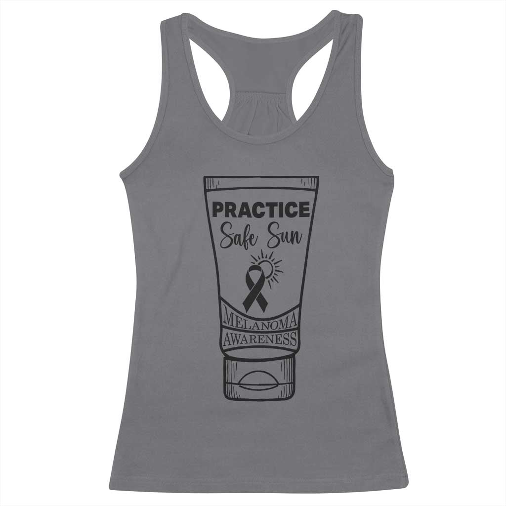 Skin Cancer Prevention Racerback Tank Top Practice Safe Sun Awareness Gift TS12 Charcoal Print Your Wear