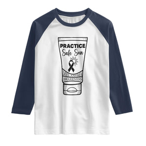 Skin Cancer Prevention Raglan Shirt Practice Safe Sun Awareness Gift TS12 White Navy Print Your Wear