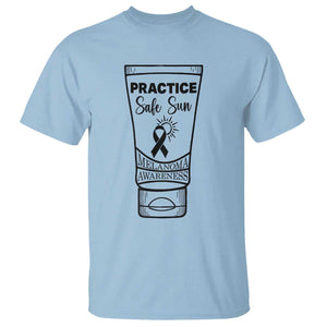 Skin Cancer Prevention T Shirt Practice Safe Sun Awareness Gift TS12 Light Blue Print Your Wear