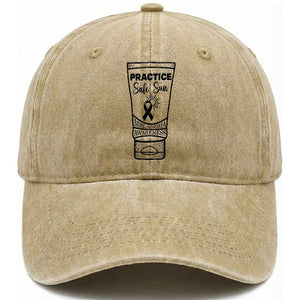 Skin Cancer Prevention Washed Cotton Baseball Cap Practice Safe Sun Awareness Gift TS12 Print Your Wear