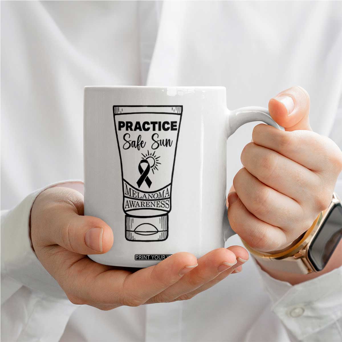 Skin Cancer Prevention Coffee Mug Practice Safe Sun Awareness Gift TS12 Print Your Wear