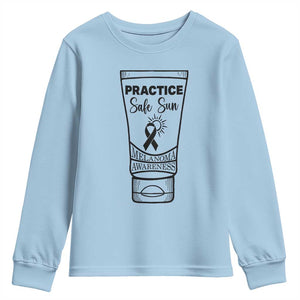 Skin Cancer Prevention Youth Sweatshirt Practice Safe Sun Awareness Gift TS12 Light Blue Print Your Wear