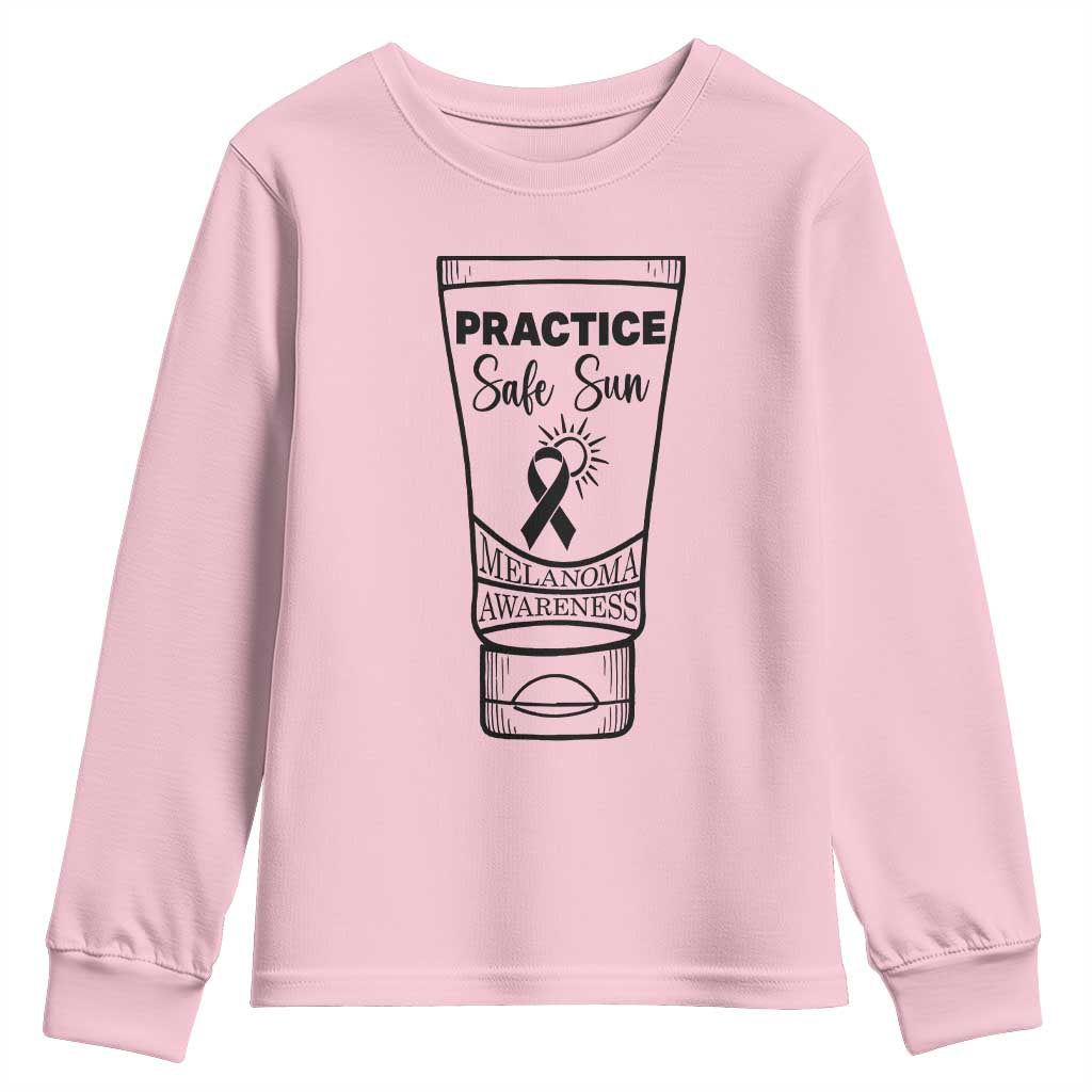Skin Cancer Prevention Youth Sweatshirt Practice Safe Sun Awareness Gift TS12 Light Pink Print Your Wear