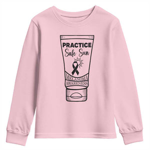 Skin Cancer Prevention Youth Sweatshirt Practice Safe Sun Awareness Gift TS12 Light Pink Print Your Wear