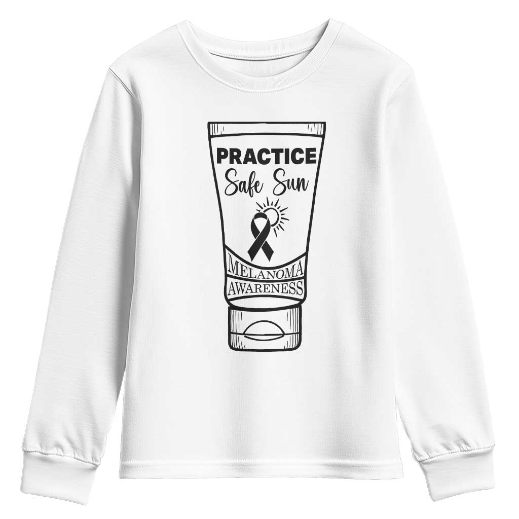 Skin Cancer Prevention Youth Sweatshirt Practice Safe Sun Awareness Gift TS12 White Print Your Wear