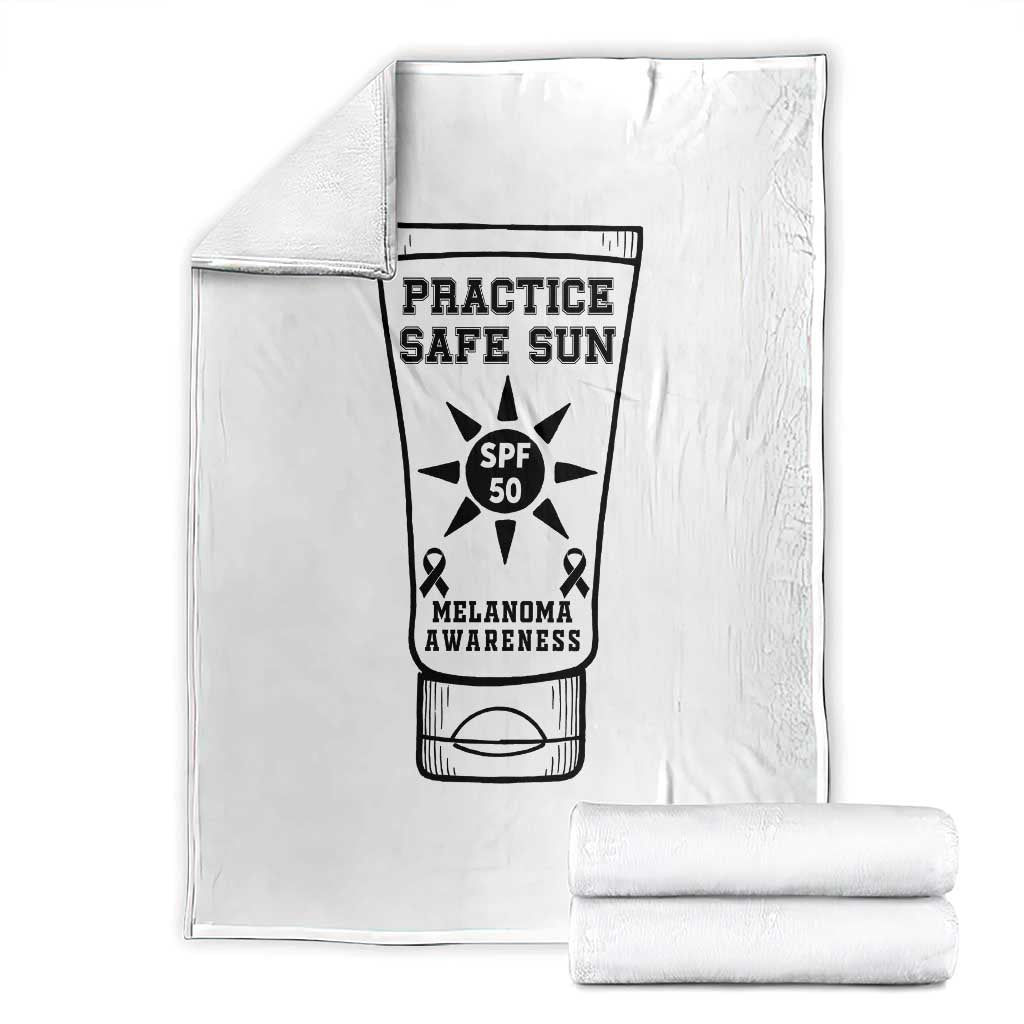 Practice Safe Sun Throw Blanket Funny Melanoma Skin Cancer Graphic TS12 White Print Your Wear