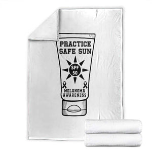 Practice Safe Sun Throw Blanket Funny Melanoma Skin Cancer Graphic TS12 White Print Your Wear