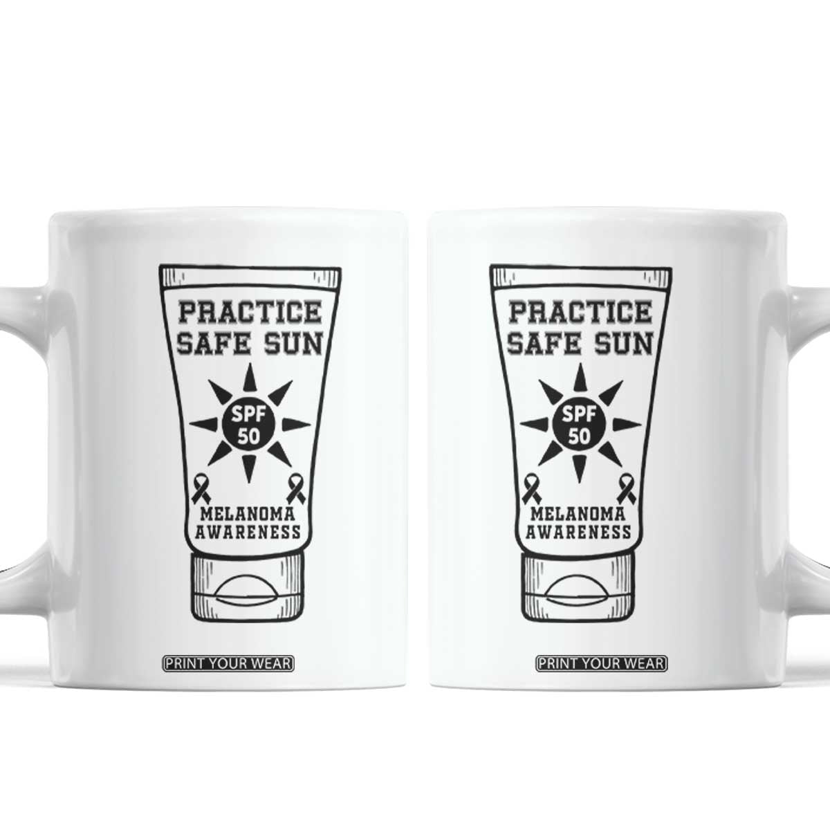 Practice Safe Sun Coffee Mug Funny Melanoma Skin Cancer Graphic TS12 White Print Your Wear