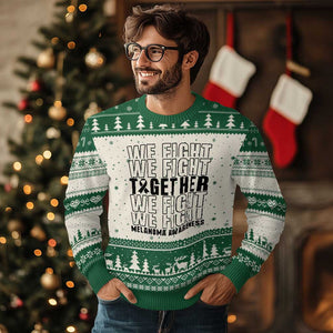 Melanoma Support Warrior Ugly Christmas Sweater We Fight Together TS12 Beige Green Print Your Wear