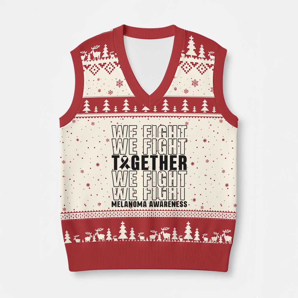 Melanoma Support Warrior V-Neck Knit Sweater Vest We Fight Together TS12 Beige Red Print Your Wear