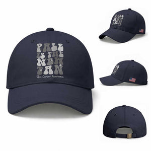 Skin Cancer Warrior Baseball Cap Pale Is The New Tan TS12 Baseball Cap Universal Fit Navy Print Your Wear