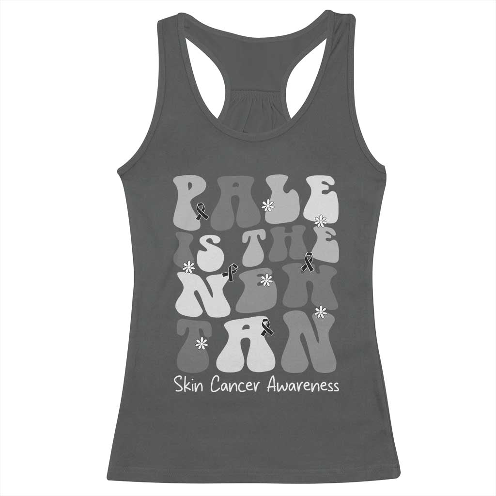 Skin Cancer Warrior Racerback Tank Top Pale Is The New Tan TS12 Dark Heather Print Your Wear