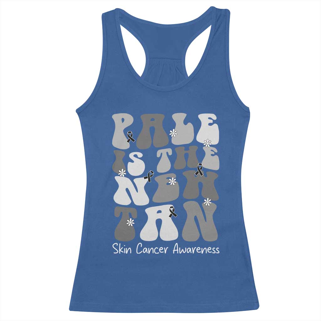 Skin Cancer Warrior Racerback Tank Top Pale Is The New Tan TS12 Royal Blue Print Your Wear