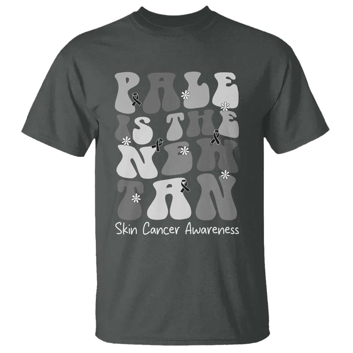 Skin Cancer Warrior T Shirt Pale Is The New Tan TS12 Dark Heather Print Your Wear