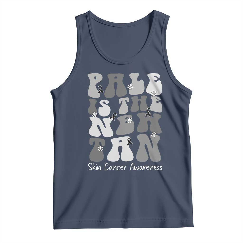 Skin Cancer Warrior Tank Top Pale Is The New Tan TS12 Navy Print Your Wear
