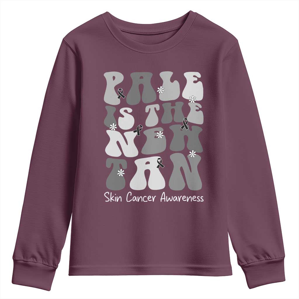 Skin Cancer Warrior Youth Sweatshirt Pale Is The New Tan TS12 Maroon Print Your Wear