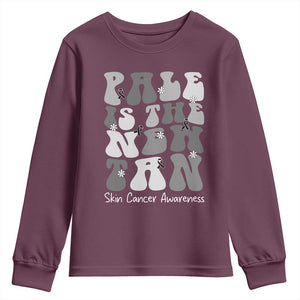 Skin Cancer Warrior Youth Sweatshirt Pale Is The New Tan TS12 Maroon Print Your Wear