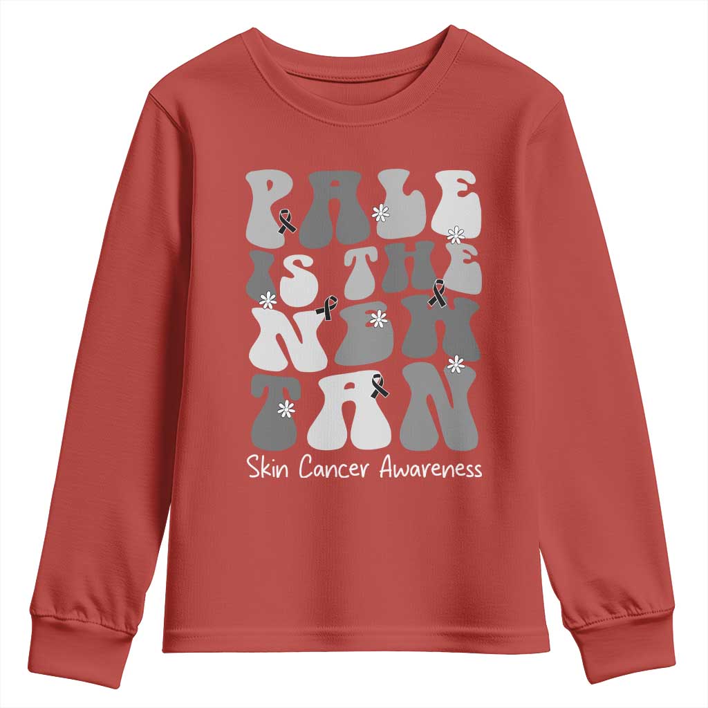 Skin Cancer Warrior Youth Sweatshirt Pale Is The New Tan TS12 Red Print Your Wear