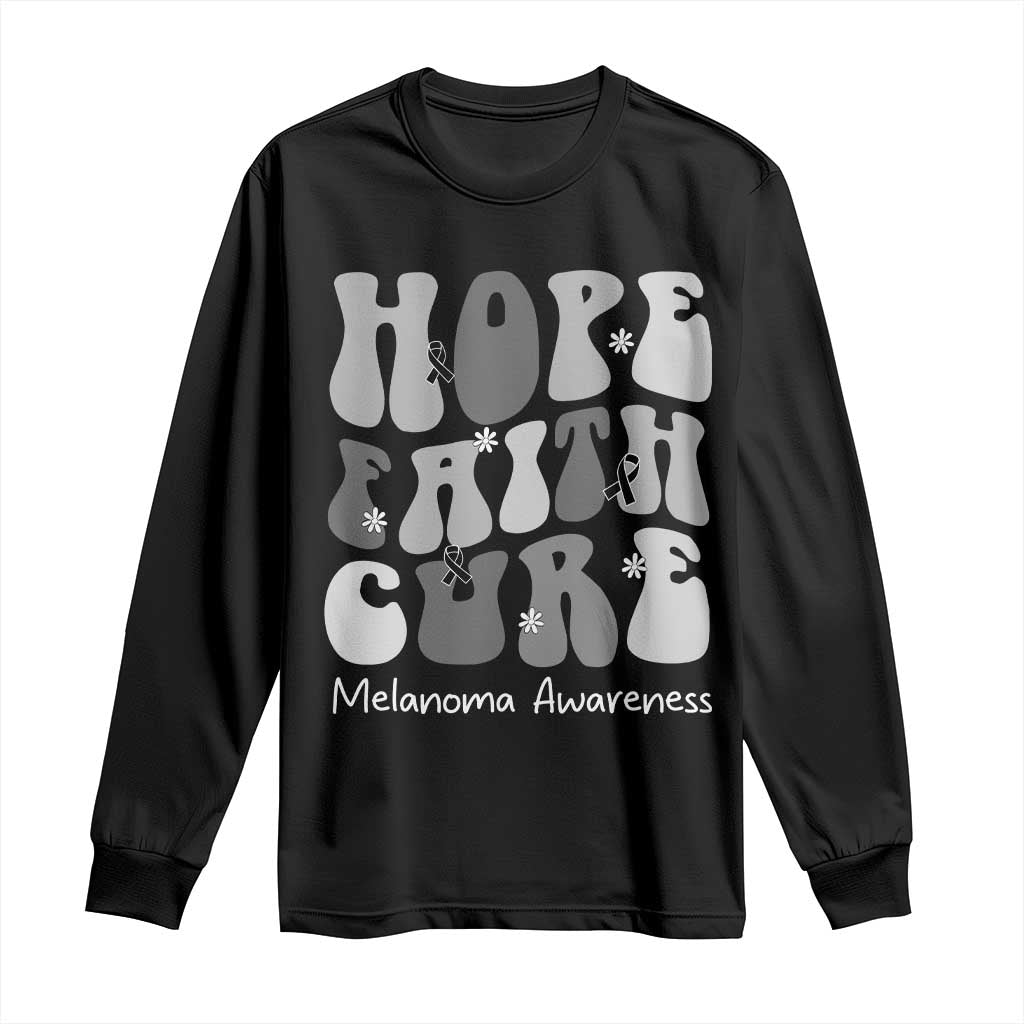 Faith Hope Cure Melanoma Awareness Long Sleeve Shirt Skin Cancer Fighter TS12 Black Print Your Wear
