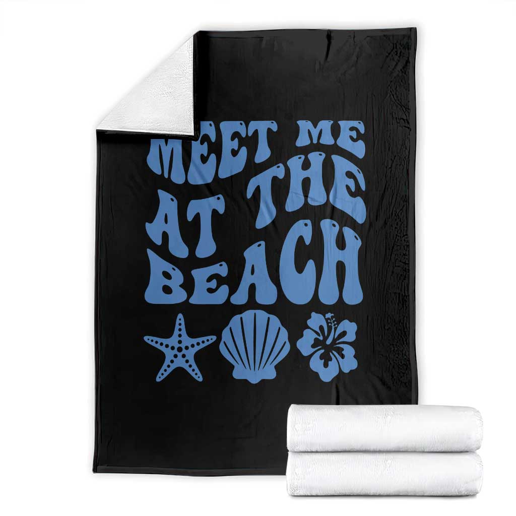 Meet Me At The Beach Throw Blanket Tropical Summer Vacation Graphic TS12 Black Print Your Wear