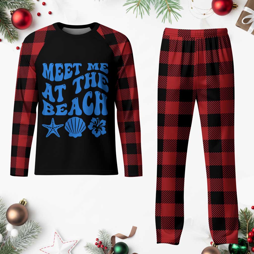 Meet Me At The Beach Plaid Pajama Set Tropical Summer Vacation Graphic TS12 Buffalo Plaid Print Your Wear