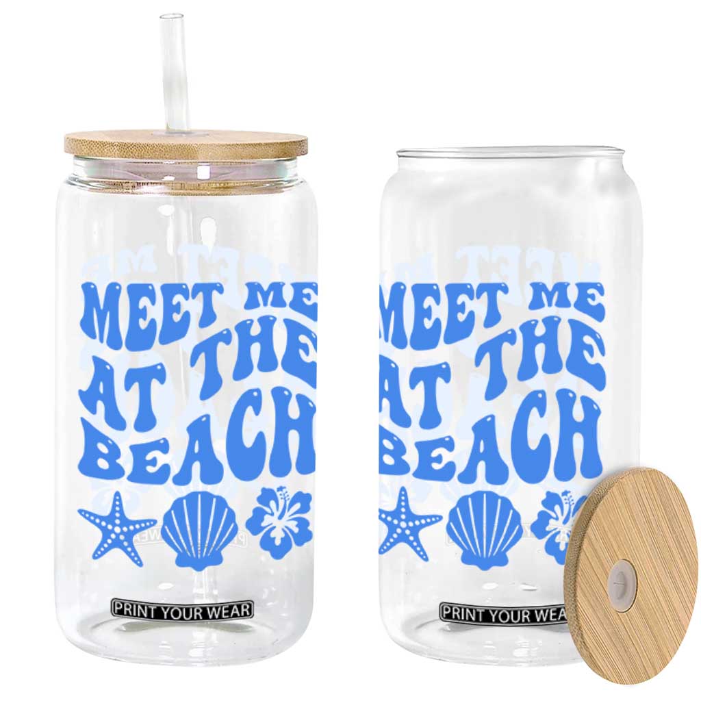 Meet Me At The Beach Glass Can Tropical Summer Vacation Graphic TS12 Print Your Wear