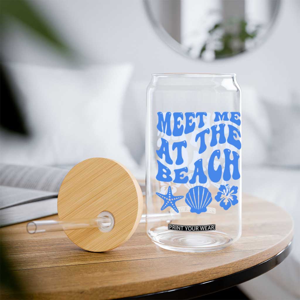 Meet Me At The Beach Glass Can Tropical Summer Vacation Graphic TS12 Print Your Wear