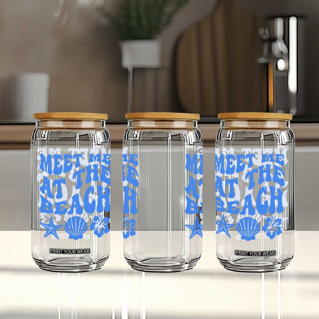 Meet Me At The Beach Glass Can Tropical Summer Vacation Graphic TS12 Print Your Wear