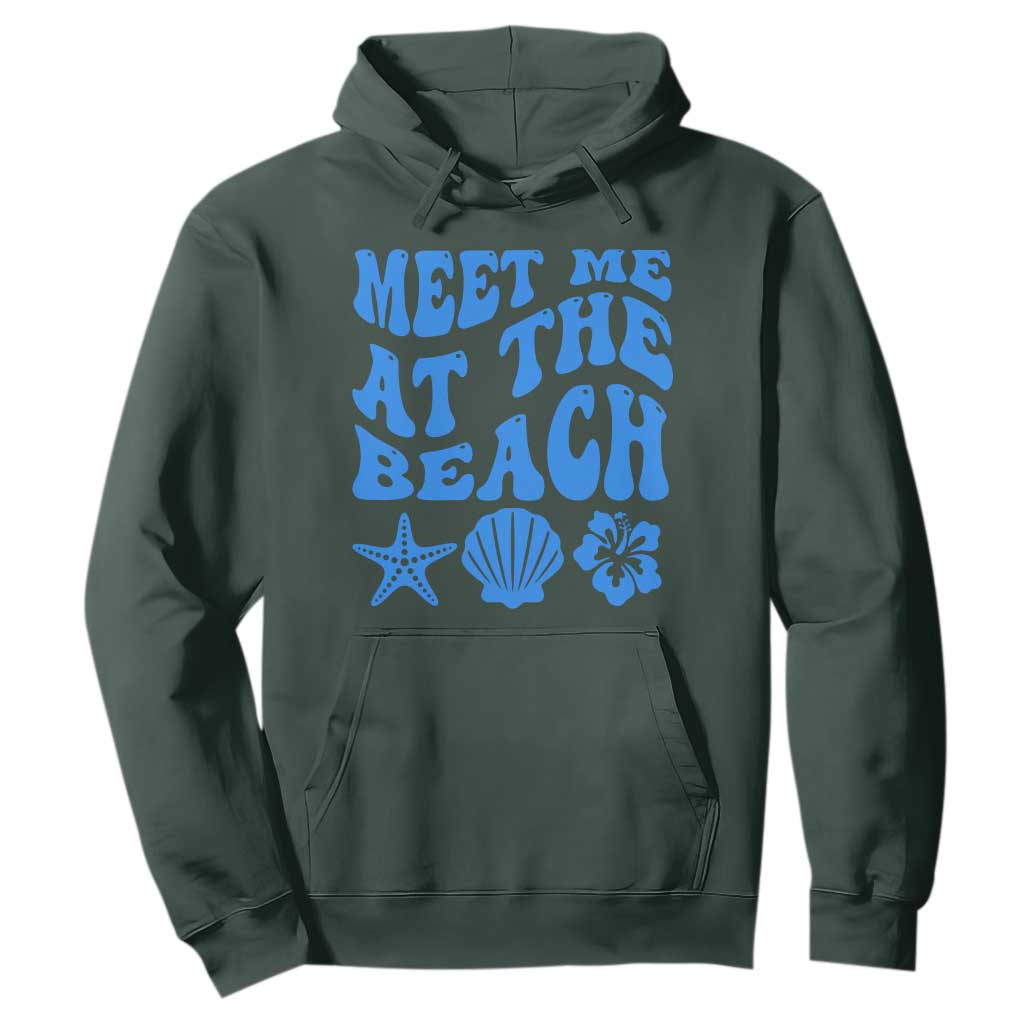 Meet Me At The Beach Hoodie Tropical Summer Vacation Graphic TS12 Dark Forest Green Print Your Wear