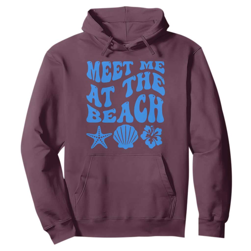 Meet Me At The Beach Hoodie Tropical Summer Vacation Graphic TS12 Maroon Print Your Wear