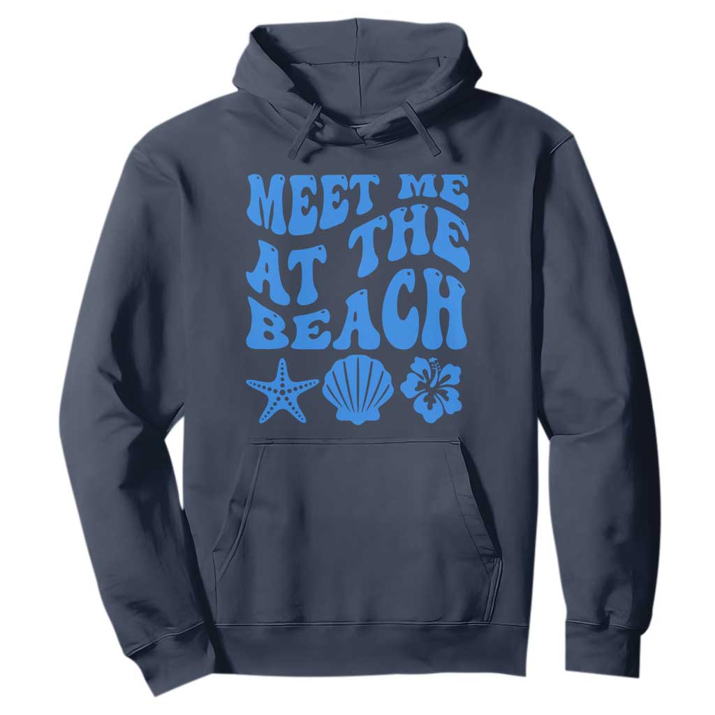 Meet Me At The Beach Hoodie Tropical Summer Vacation Graphic TS12 Navy Print Your Wear