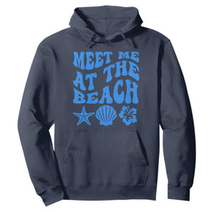 Meet Me At The Beach Hoodie Tropical Summer Vacation Graphic TS12 Navy Print Your Wear