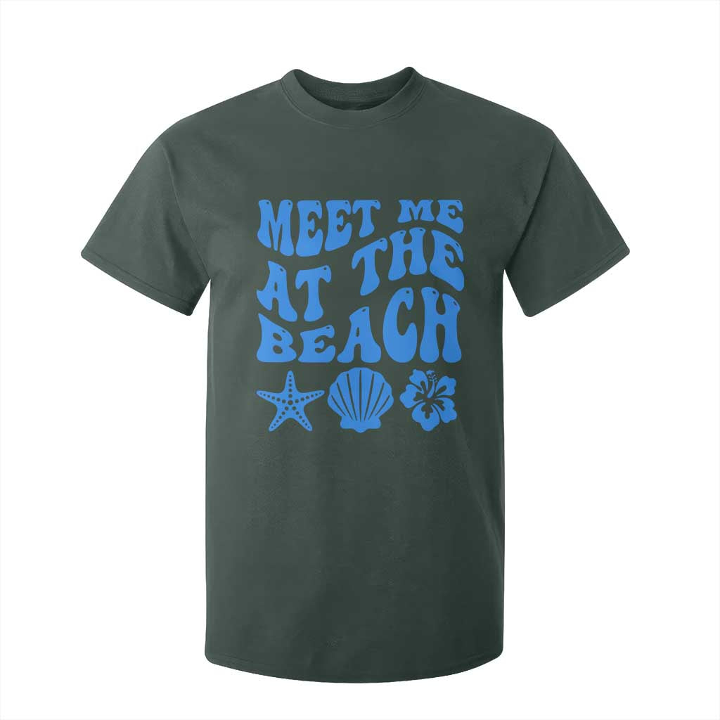Meet Me At The Beach T Shirt For Kid Tropical Summer Vacation Graphic TS12 Dark Forest Green Print Your Wear